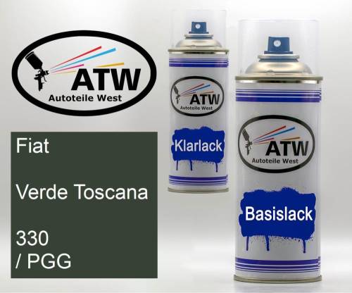 Fiat, Verde Toscana, 330 / PGG: 400ml Sprühdose + 400ml Klarlack - Set, von ATW Autoteile West.